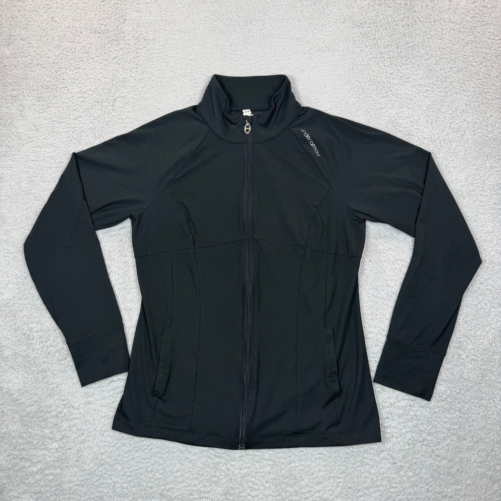 Under Armour Womens Black Allseasongear Full Zip Track Jacket Large Mock Neck